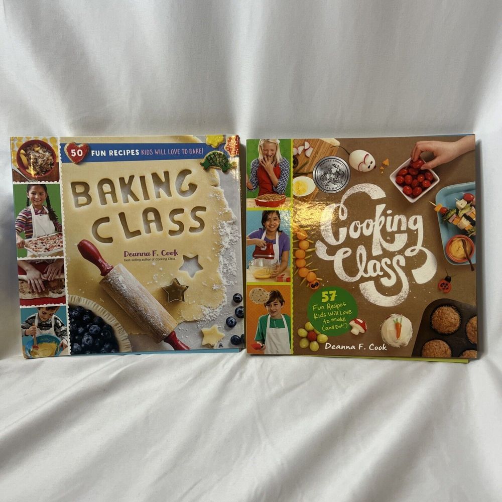 Kids Cookbooks Set Of 2 Recipe Cooking Baking Deanna F. Cook NEW